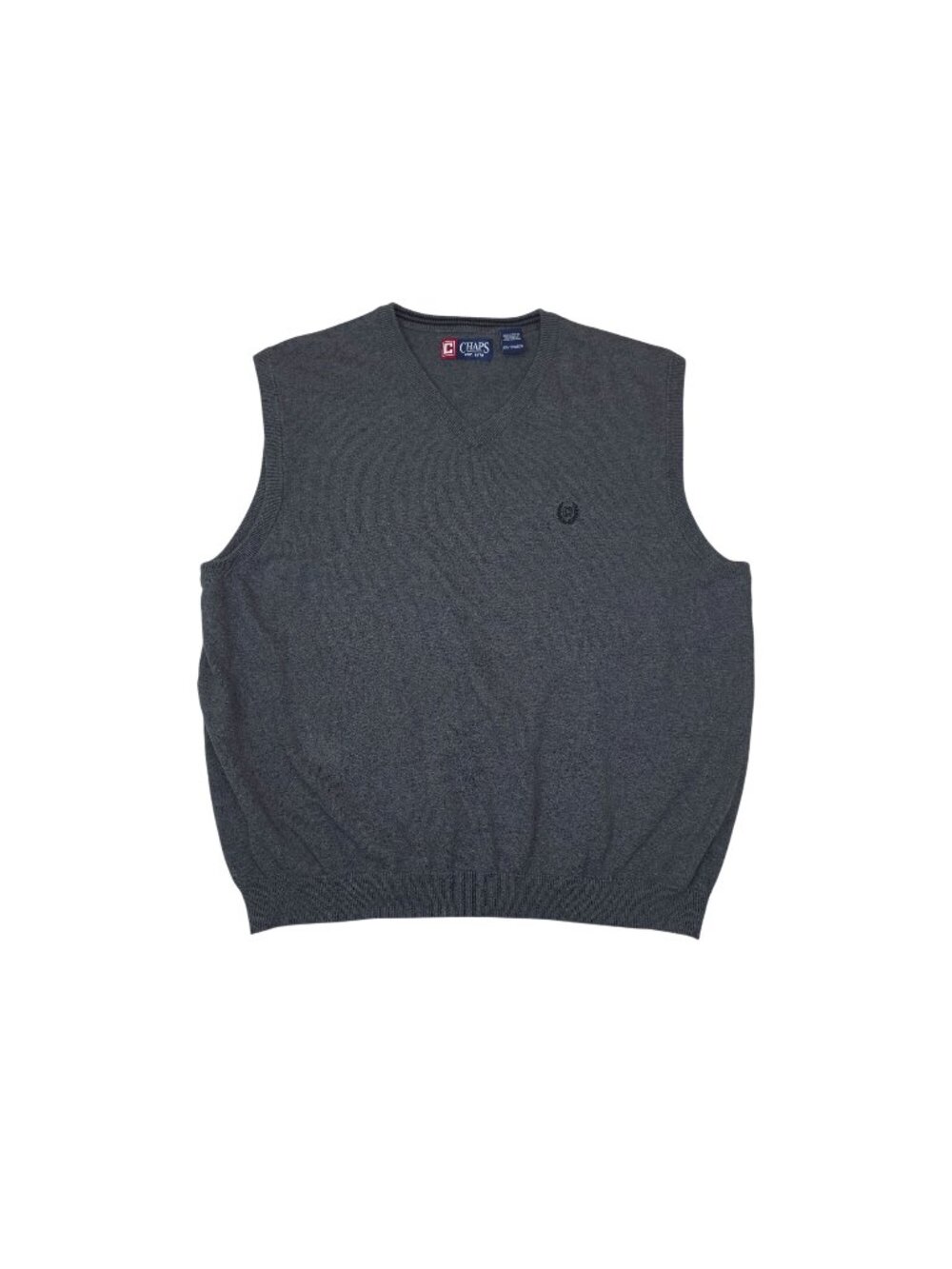 Chaps Mens Grey V-Neck Sleeveless Sweater Vest XXL 100% Cotton